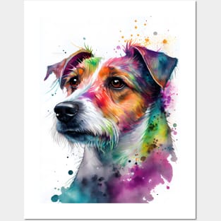A Jack Russell Terrier Portrait with bright Rainbow Colors Posters and Art